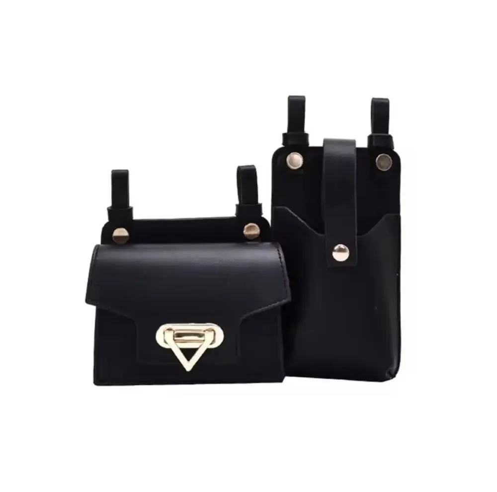 2 Pcs Women Waist Bags PU Leather Belt Bag Chest Crossbody Purse Set
